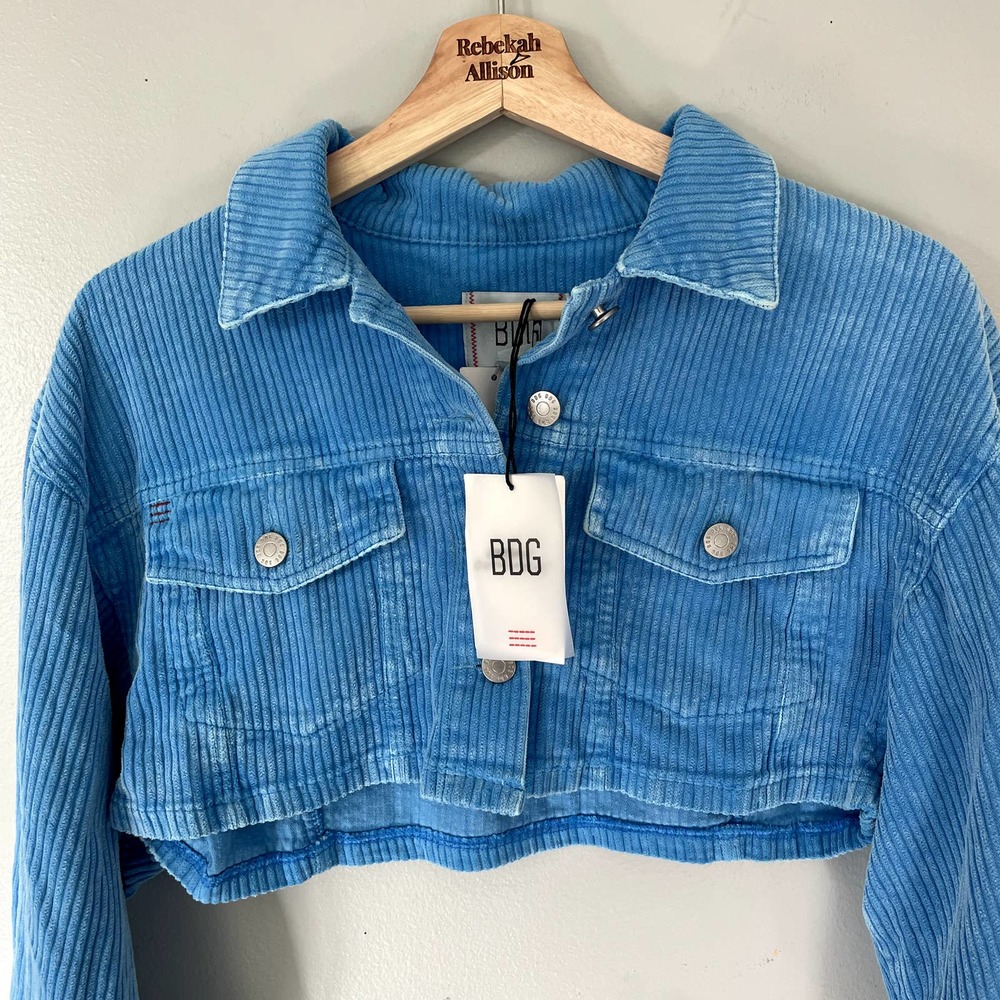 NWT Urban Outfitters BDG Carissa Cropped Corduroy Jacket in Blue XS - Picture 9 of 15